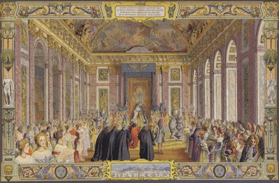 A genovai dózse fogadása a Versailles-i La Galerie des Glacesben alkotó: Maurice Leloir
