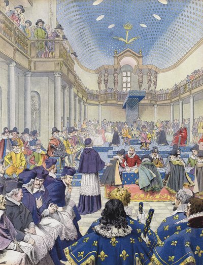 Richelieu az 1614-es birtokgenerátornál alkotó: Maurice Leloir