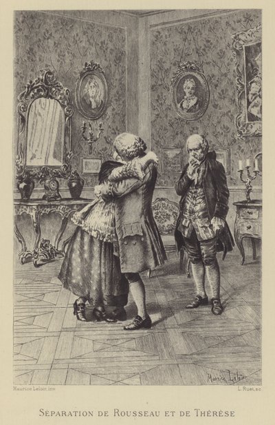 Rousseau és Therese szétválasztása (mélynyomás) alkotó: Maurice Leloir