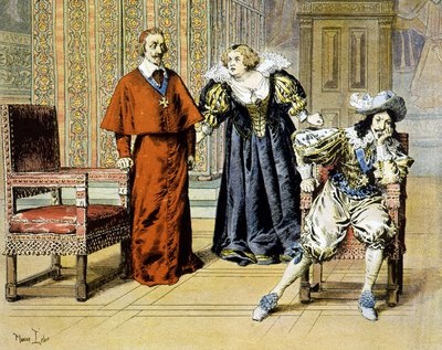 A csaló napja (1630. 11. 11.): Richelieu továbbra is szenvtelen marad Marie de Medici sértései alatt – Maurice Leloir „” Richelieu” című művében. alkotó: Maurice Leloir