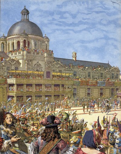 A Királyi körhinta (lovagtorna), amelyet 1662-ben adtak át a párizsi Palais des Tuileries előtt, XIV. Lajos alatt, Le Roi-Soleil (Soleil király vagy Nagy Lajos) néven. alkotó: Maurice Leloir