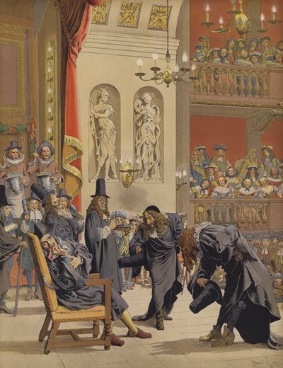 Moliere utolsó előadása a Le Malade Imaginaire-ben alkotó: Maurice Leloir