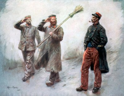 „Fáradtsági szolgálat a főhadiszálláson”, német foglyok Dinanban, 1915, 1926 alkotó: Maurice Orange