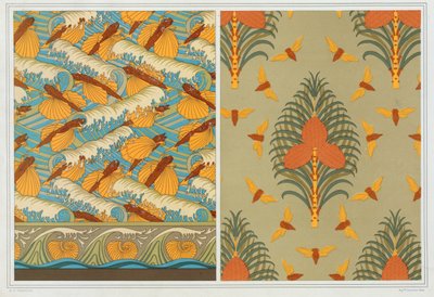 Designs tapéta Flying Fish and Waves, pub. 1897. alkotó: Maurice Pillard Verneuil