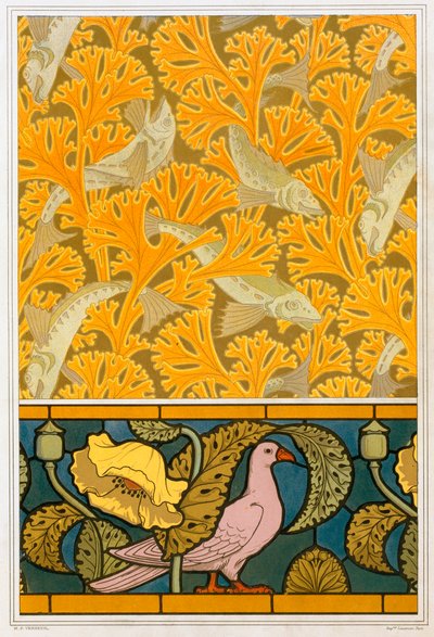 Tervek tapéta és ólomüveg, kocsma. 1897. alkotó: Maurice Pillard Verneuil