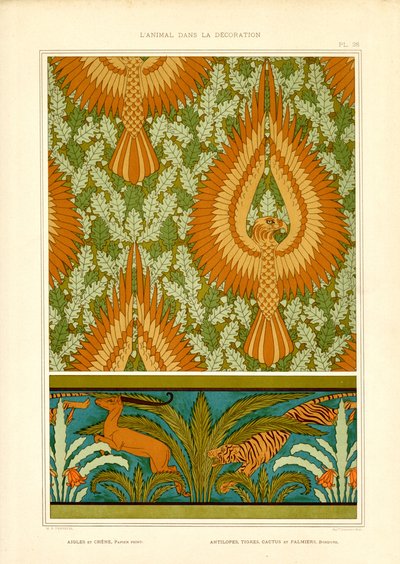 Sasok és egzotikus állatvilág a szecesszióban (litográfia) alkotó: Maurice Pillard Verneuil