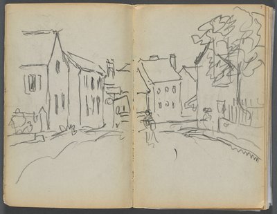 Vázlatkönyv- The Granite Shore Hotel, Rockport, 004. és 5. oldal: Utcai jelenet alkotó: Maurice Prendergast