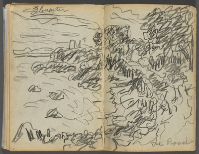 Vázlatkönyv- The Granite Shore Hotel, Rockport, 008. és 9. oldal: "Gloucester- Az út" alkotó: Maurice Prendergast