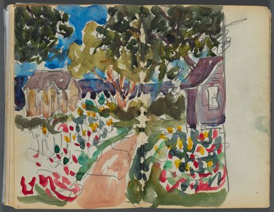 Vázlatkönyv- The Granite Shore Hotel, Rockport, 016. és 17. oldal: Házak és kertek alkotó: Maurice Prendergast