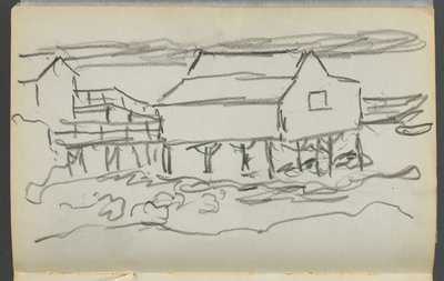 Sketchbook, The Dells, 127. szám, 014. oldal: House on a Dock alkotó: Maurice Prendergast