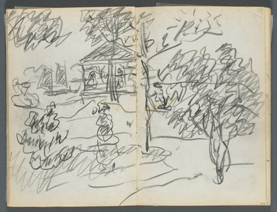 Sketchbook, The Dells, 127. szám, 066. és 67. oldal: Tájkép alkotó: Maurice Prendergast