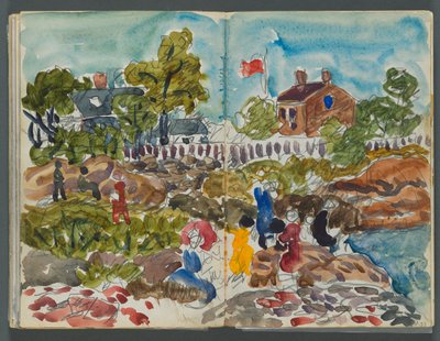 Skizzenbuch, The Dells, Nr. 127, Seite 156 & 157: Küstenlandschaft mit Figuren alkotó: Maurice Prendergast