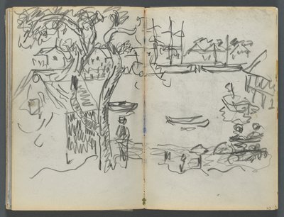 Sketchbook, The Dells, 127. szám, 162. és 163. oldal: Kikötői kilátás alkotó: Maurice Prendergast