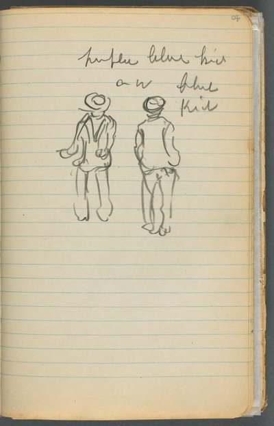Vázlatfüzet, 040. oldal: Jegyzetek és két figura alkotó: Maurice Prendergast