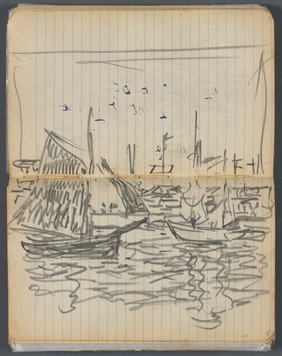 Vázlatfüzet, 056. és 57. oldal: Vitorlások nézete alkotó: Maurice Prendergast