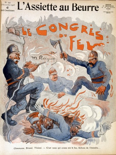 A francia államférfiak, Aristide Briand, Georges Clemenceau és Rene Viviani alkotó: Maurice Radiguet
