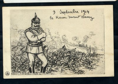 Képeslap, fekete-fehér szatirikus alkotó: Maurice Radiguet