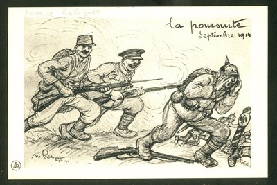 Képeslap, fekete-fehér szatirikus alkotó: Maurice Radiguet