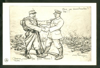 Képeslap, fekete-fehér szatirikus alkotó: Maurice Radiguet