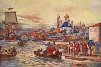 Nagy Péter haditengerészeti előkészületei (színes litográfia) alkotó: Maurice Randall