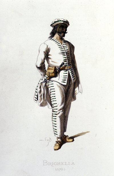 Brighella karaktere 1570-ben. Maurice Sand „” Maszkok és tréfák”” Párizs 19. század. (Maurice Sand George Sand fia volt). alkotó: Maurice Sand
