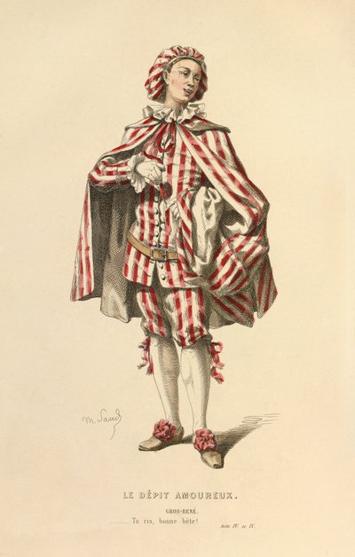 Gros - Rene szerepének jelmeze, 1868 körül (metszet) alkotó: Maurice Sand