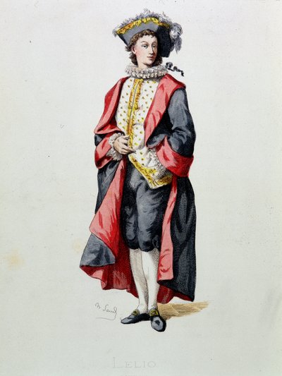 Lelio a „Masques et bouffons”-ból (olasz vígjáték) merít, Maurice Sand (1823-1890) szövegei és rajzai, A. Manceau metszetei, Georges Sand előszó, Párizs, Michel Levy Freres alkotó: Maurice Sand