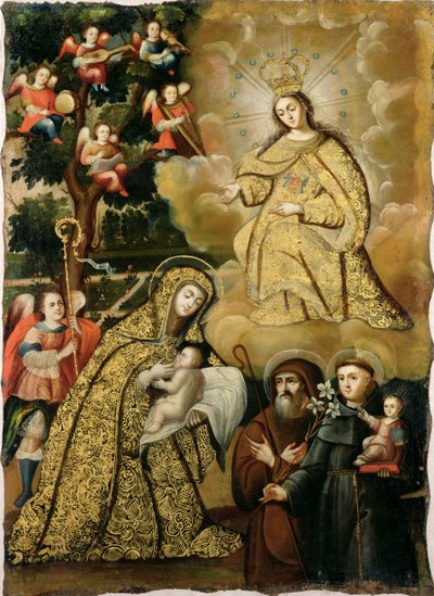 Szűzanya látomása, mint Irgalmas Szűzanya három szenttel, 18. század közepe alkotó: Mauricio school of Garcia