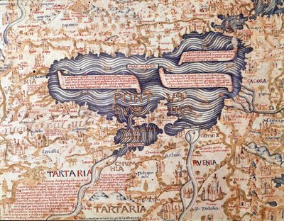 Kilátás a Fekete-tengerre Maurus (Mauro) testvér kamalduli világtérképének (mappamundi) részlete 1459 Biblioteca Marciana, Velence alkotó: Mauro Fra