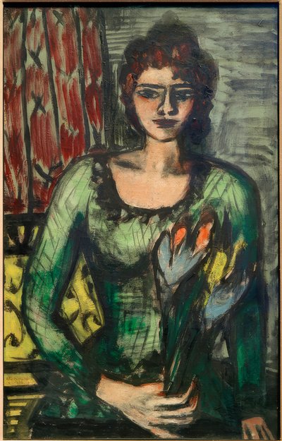 Quappi portréja a zöld pulóverben alkotó: Max Beckmann