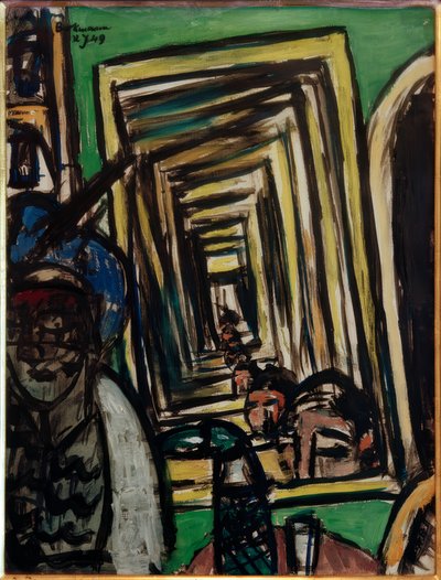 Kávézó belső játéktükörrel alkotó: Max Beckmann