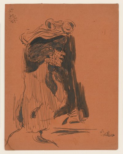 Halbfigur einer Frau mit Hut und Schleier, im Profil nach rechts alkotó: Max Beckmann