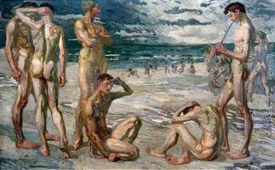Fiatal férfiak a tenger mellett alkotó: Max Beckmann