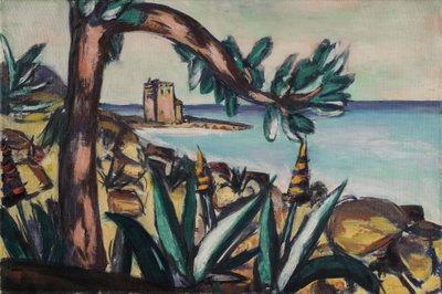 Tengerparti táj agávékkal és régi várral alkotó: Max Beckmann
