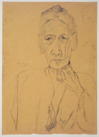 Tube asszony félalakos portréja, szemből alkotó: Max Beckmann