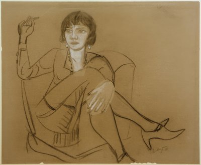 Quappi dohányzik a klubszékben alkotó: Max Beckmann