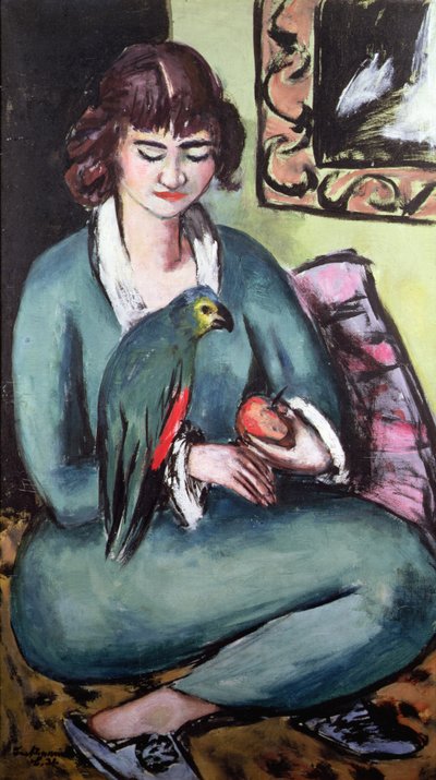 Quappie papagájjal alkotó: Max Beckmann