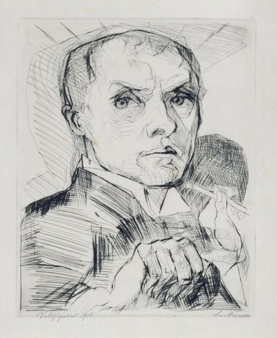Önarckép írótűvel (19. lap az „Arcok” sorozatból) alkotó: Max Beckmann