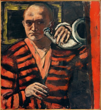Önarckép kürttel alkotó: Max Beckmann