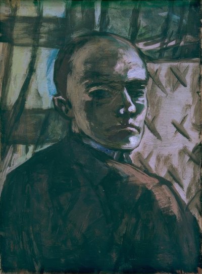 Önarckép zöld függönnyel alkotó: Max Beckmann