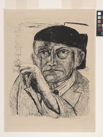 Önarckép (Selbstbildnis) (litográfia törtfehér zománcozott velin papíron) alkotó: Max Beckmann