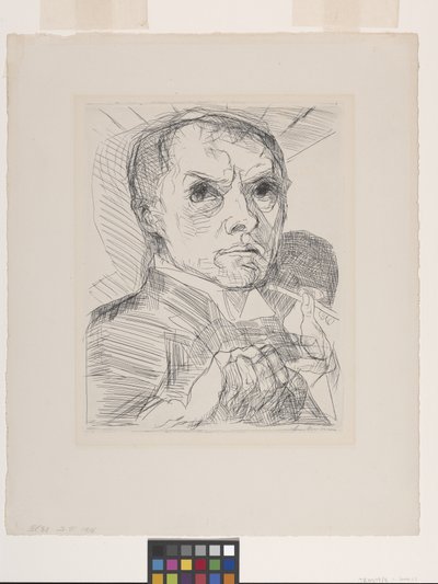Önarckép ceruzával (szárazpont, törtfehér fektetett papíron) alkotó: Max Beckmann