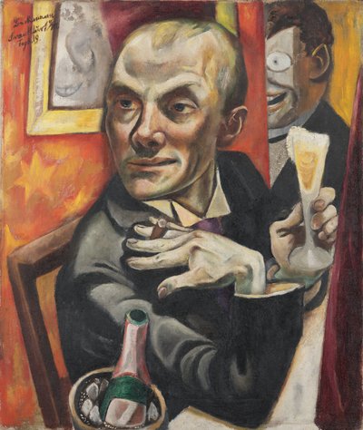 Önarckép pezsgőspohárral alkotó: Max Beckmann