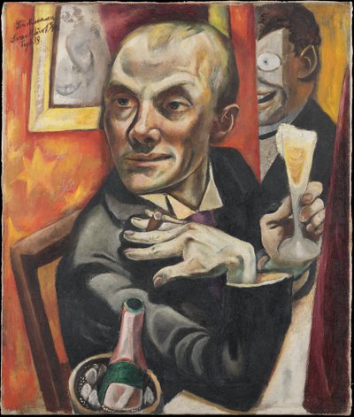 Önarckép pezsgőspohárral alkotó: Max Beckmann