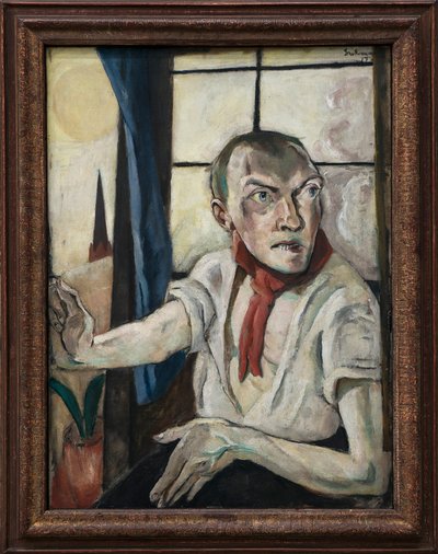 Önarckép vörös sállal alkotó: Max Beckmann