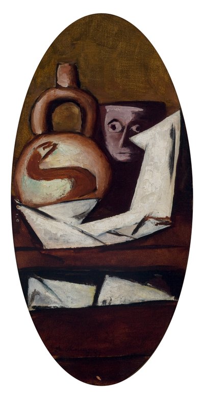 Csendélet (mexikói figurával) alkotó: Max Beckmann