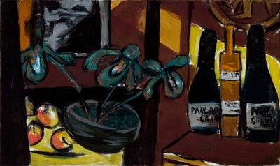 Csendélet barna és sárga (pezsgősüvegek és orchideák) alkotó: Max Beckmann