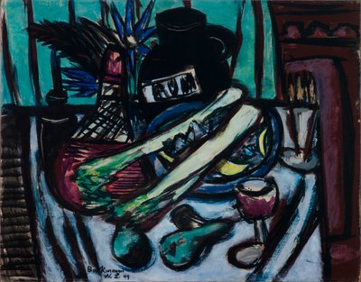 Csendélet Chianti üveggel és zellerrel alkotó: Max Beckmann