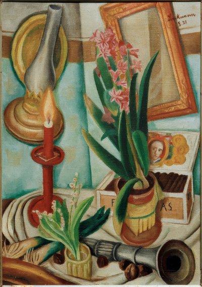 Csendélet égő gyertyával alkotó: Max Beckmann