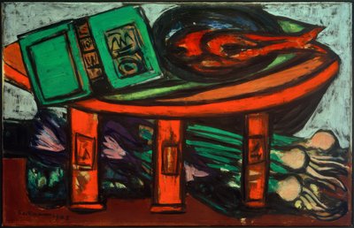 Csendélet zöld könyvvel és retekkel alkotó: Max Beckmann